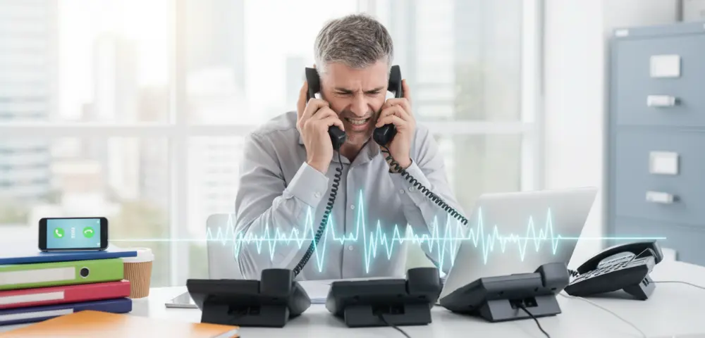 Dirigeant TPE PME interrompu par des appels professionnels répétés avant agent IA vocal