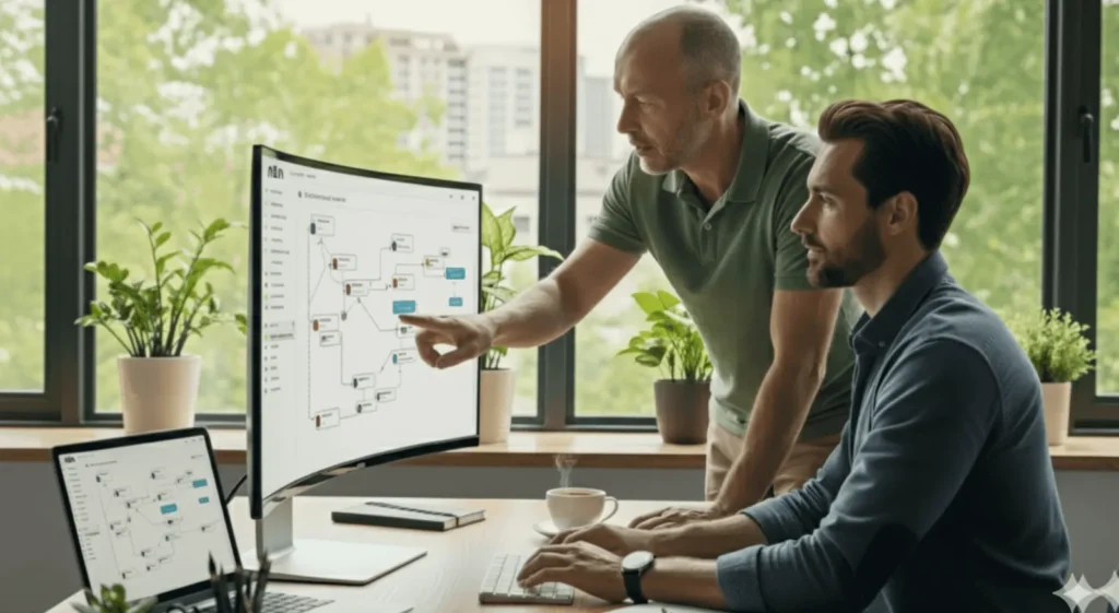 Dirigeant TPE PME créant des agents IA personnalisés pour automatiser ses processus